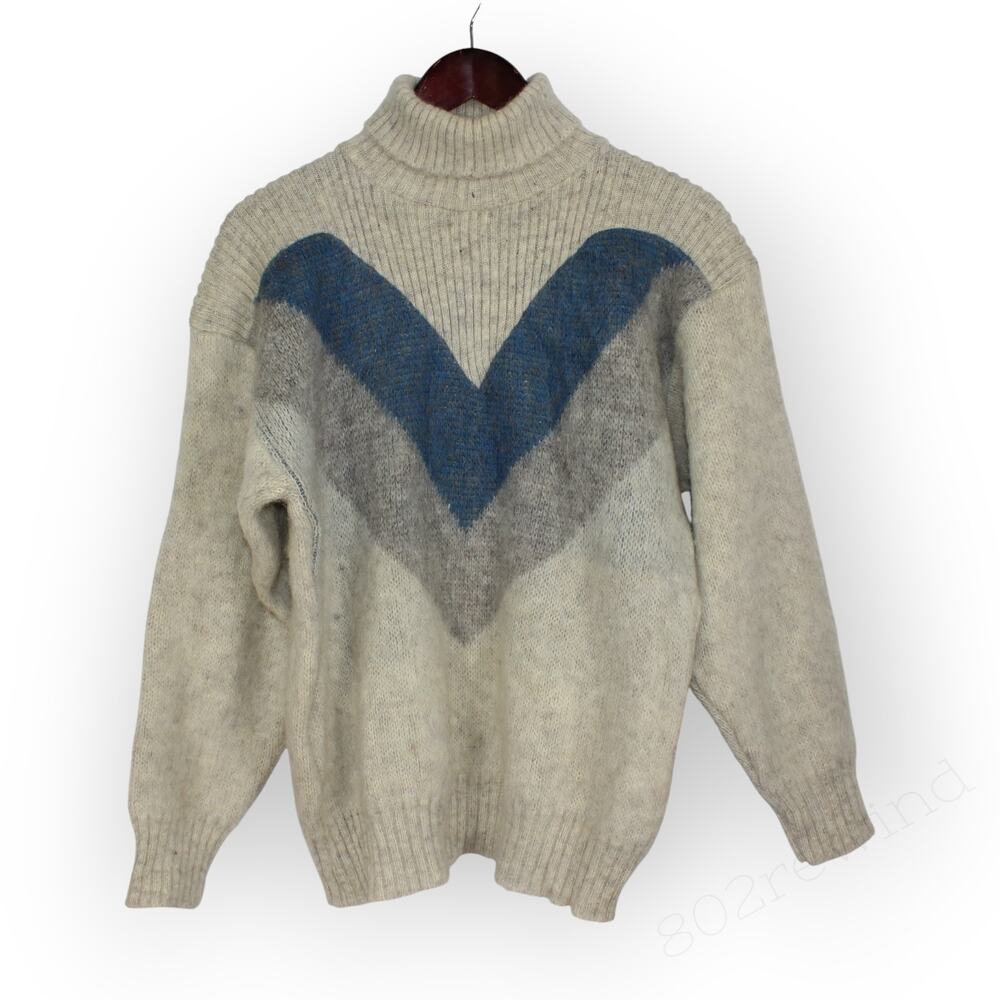 Small Vintage Alafoss Icewool Knit Turtleneck Wool Sweater Iceland Nordic Retro